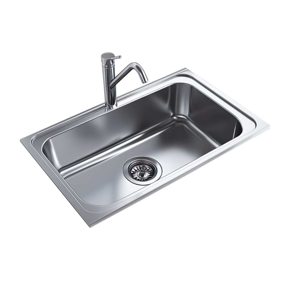 Beautiful Silver Kitchen Sink isolated on a transparent background png