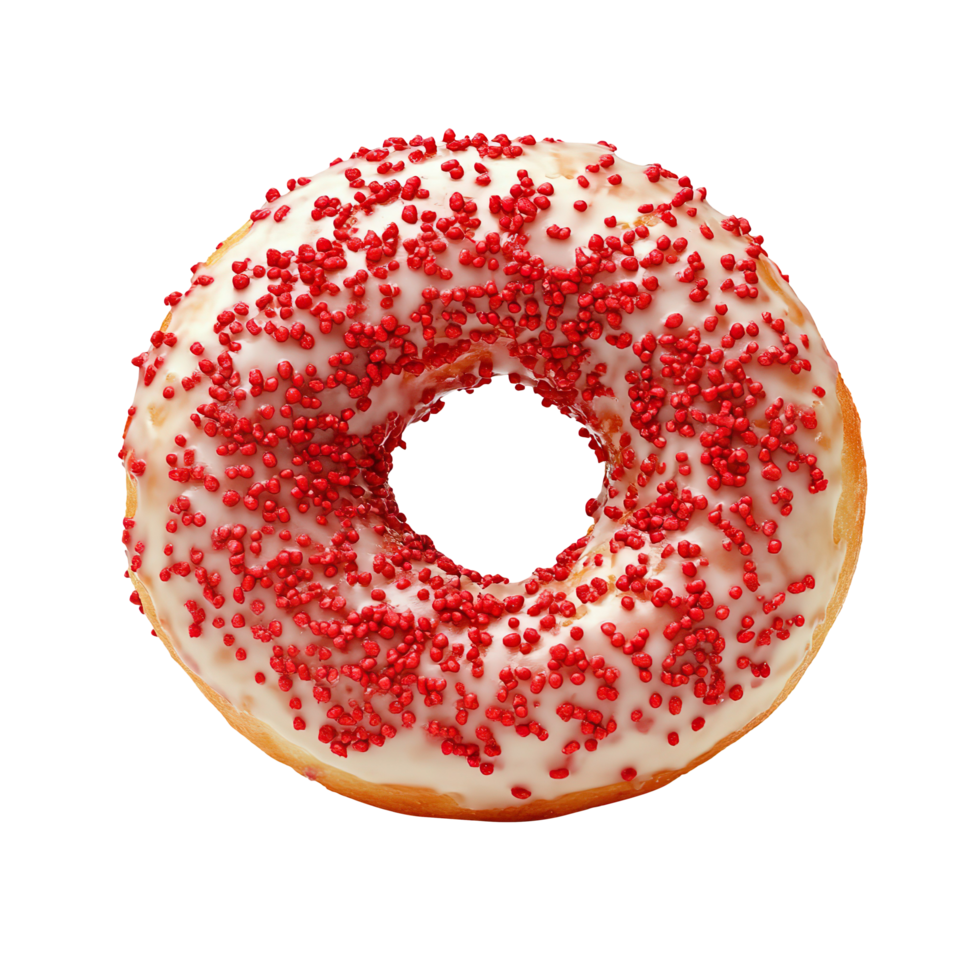 Bitten Donut with Red Sprinkles isolated on a transparent background png