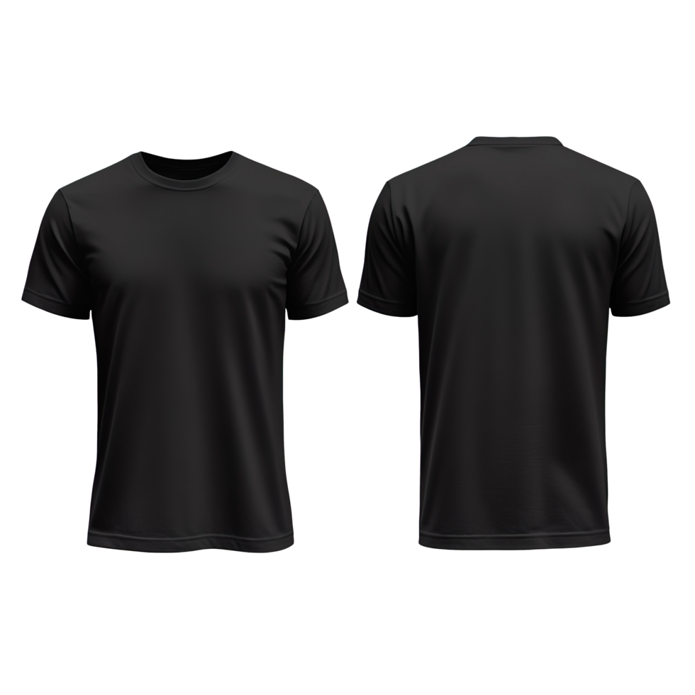 Black men's classic t-shirt front and back isolated on a transparent background png