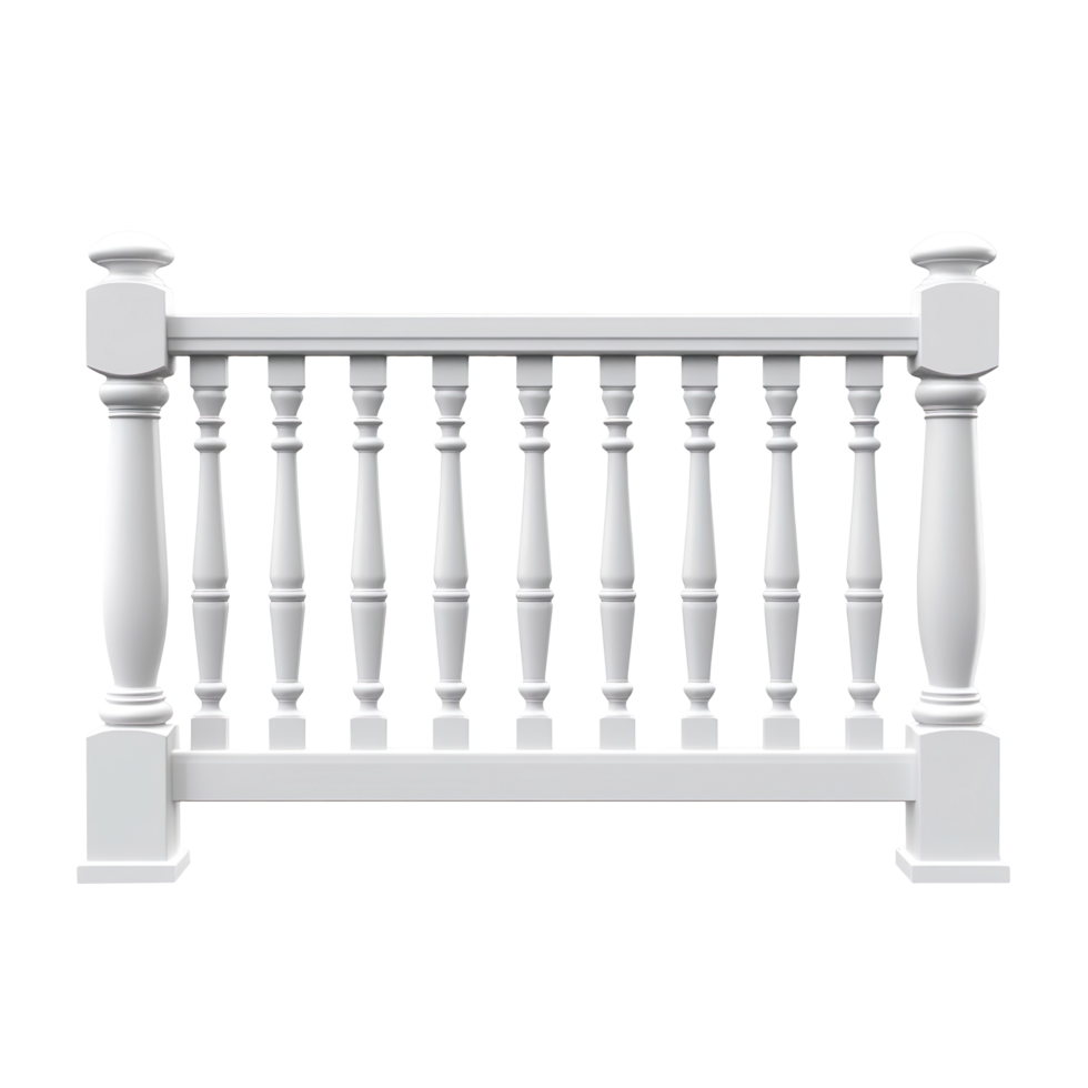 A realistic white railing isolated on a transparent background png