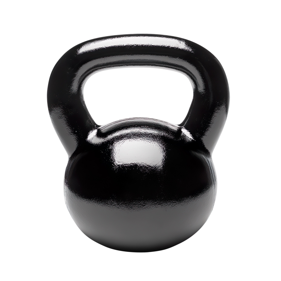 Black kettlebell isolated on a transparent background png