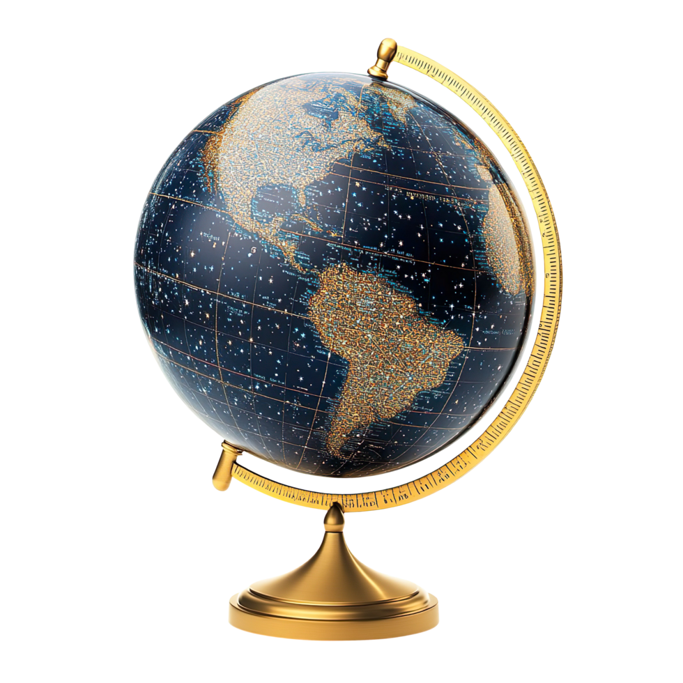 Antique Globe with Star Map isolated on a transparent background png