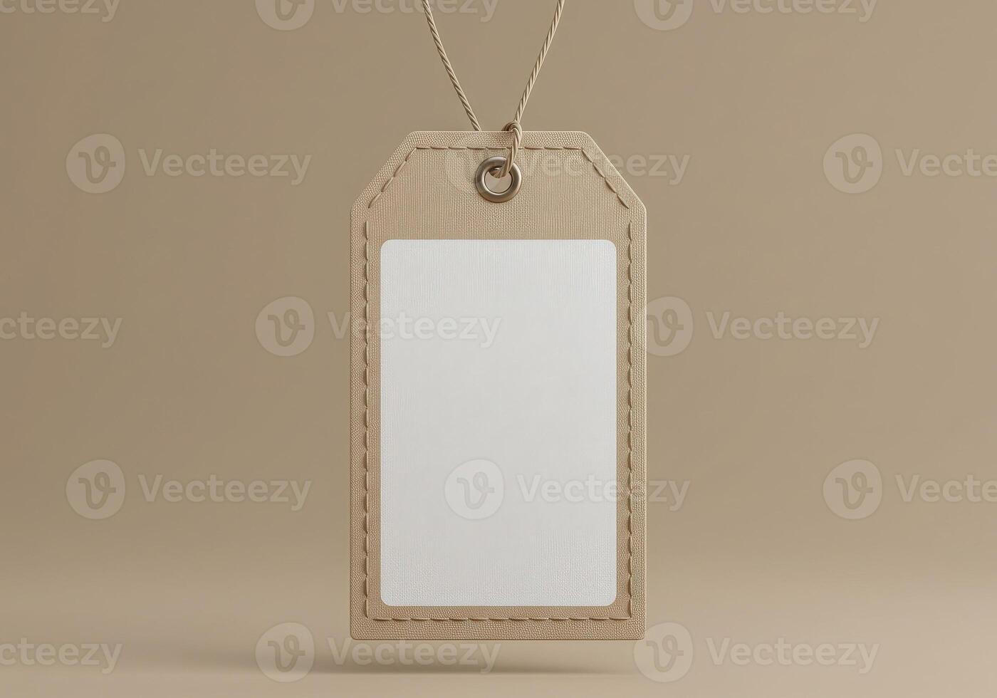 A blank white tag hanging from a string photo