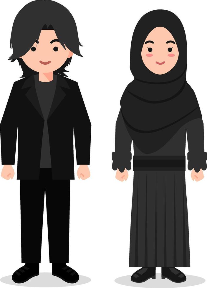 Muslim Couple in Matching Black Clothes vector