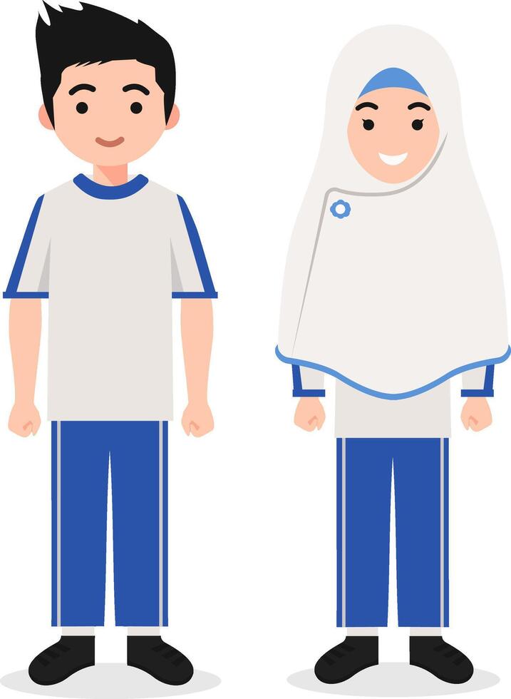Muslim School Sports Students with Uniform vector