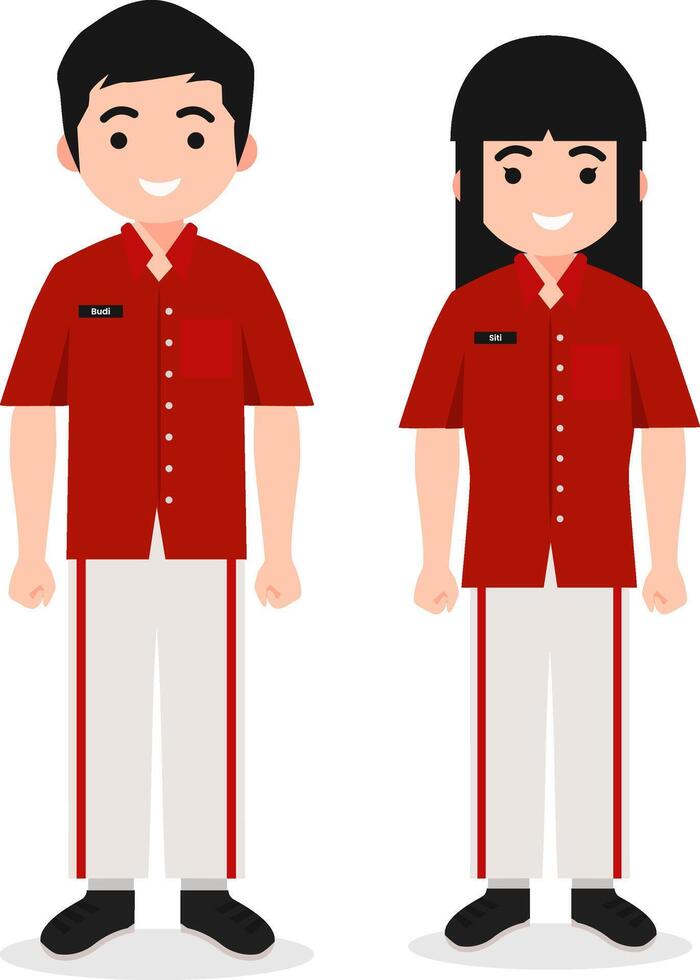 Students in Indonesian Vocational High School Uniform vector