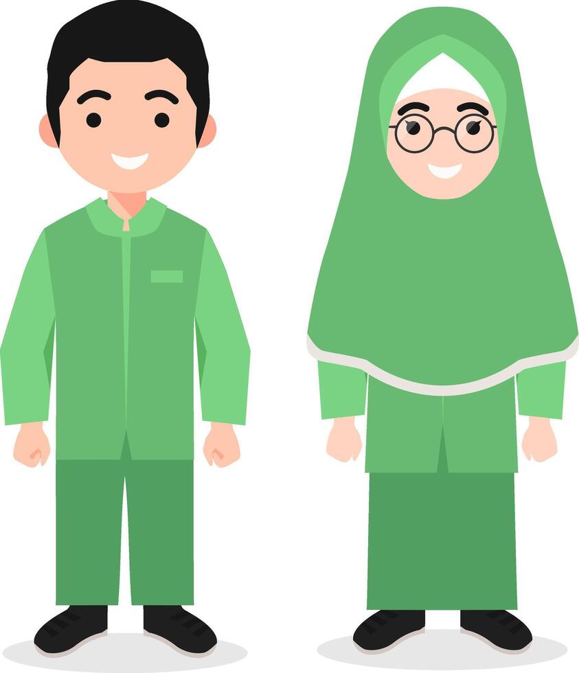 Muslim Kindergarten Boy and Girl in Uniform vector