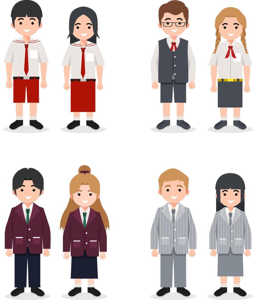 Elementary School Students in Uniform vector