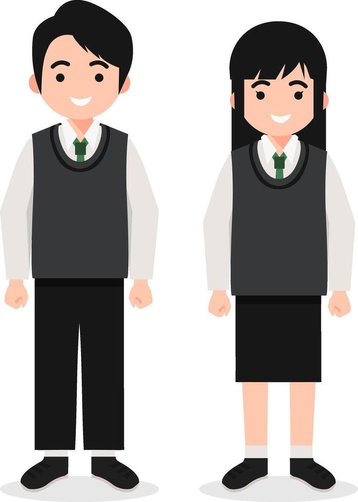 High School Students in School Uniform vector