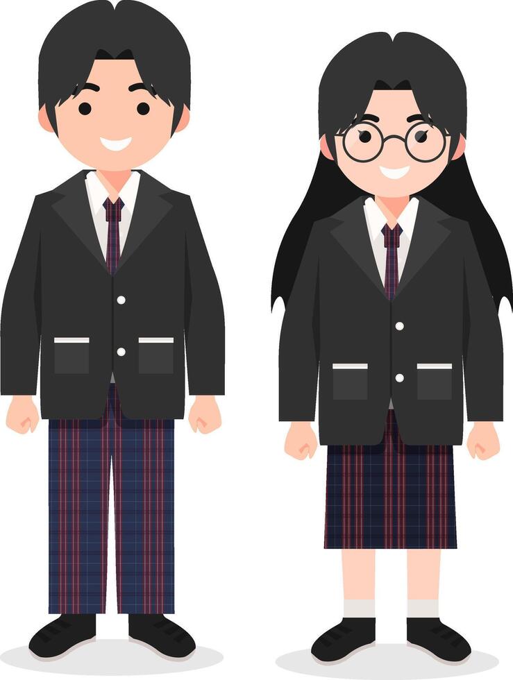 Happy Middle School Students in Uniform vector