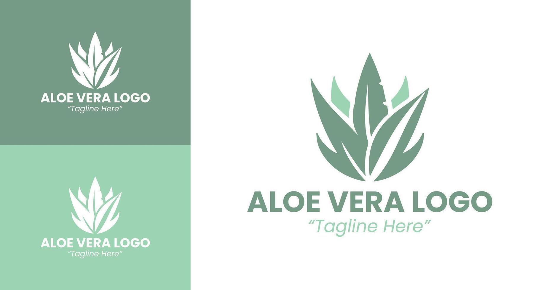 Minimalist Aloe Vera Logo for Green Beauty and Skincare Products vector