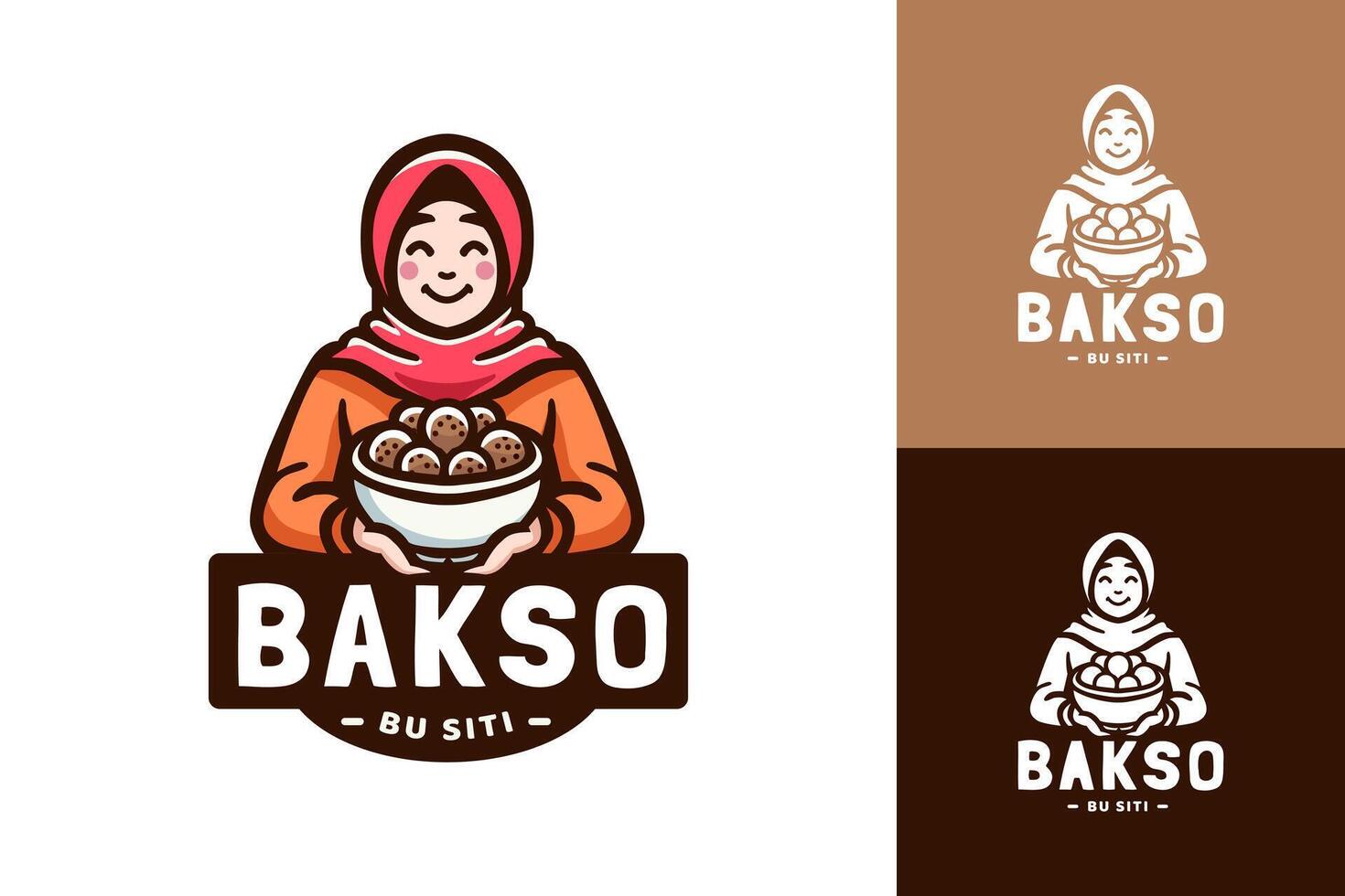Bakso Bu Siti Authentic Indonesian Meatball Logo vector