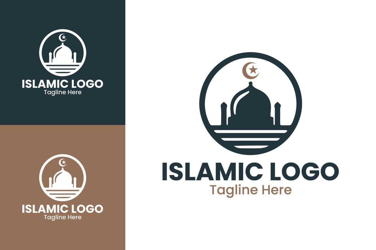 Islamic Logo with Mosque and Crescent Arch Design vector