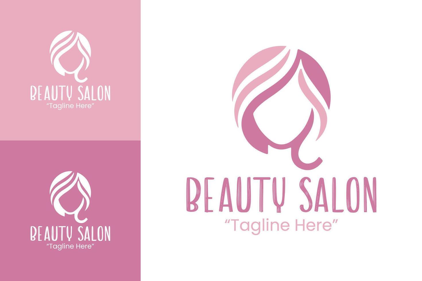 Elegant Beauty Salon Logo Design with Feminine Silhouette and Soft Pink Color vector