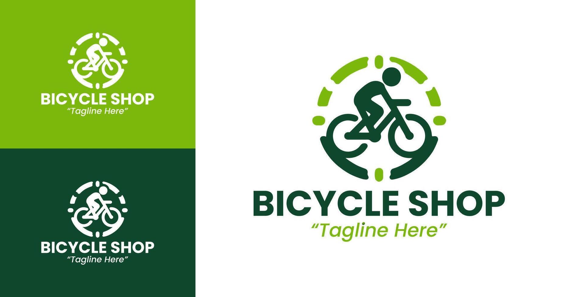 Eco-Friendly and Professional Bicycle Shop Logos with Circular Elements vector