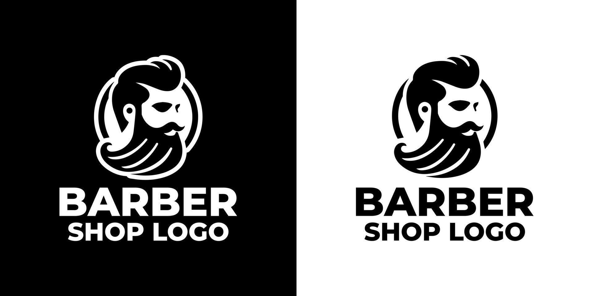 Classic Barber Shop Logo with Beard and Haircut Design for Branding and Identity vector
