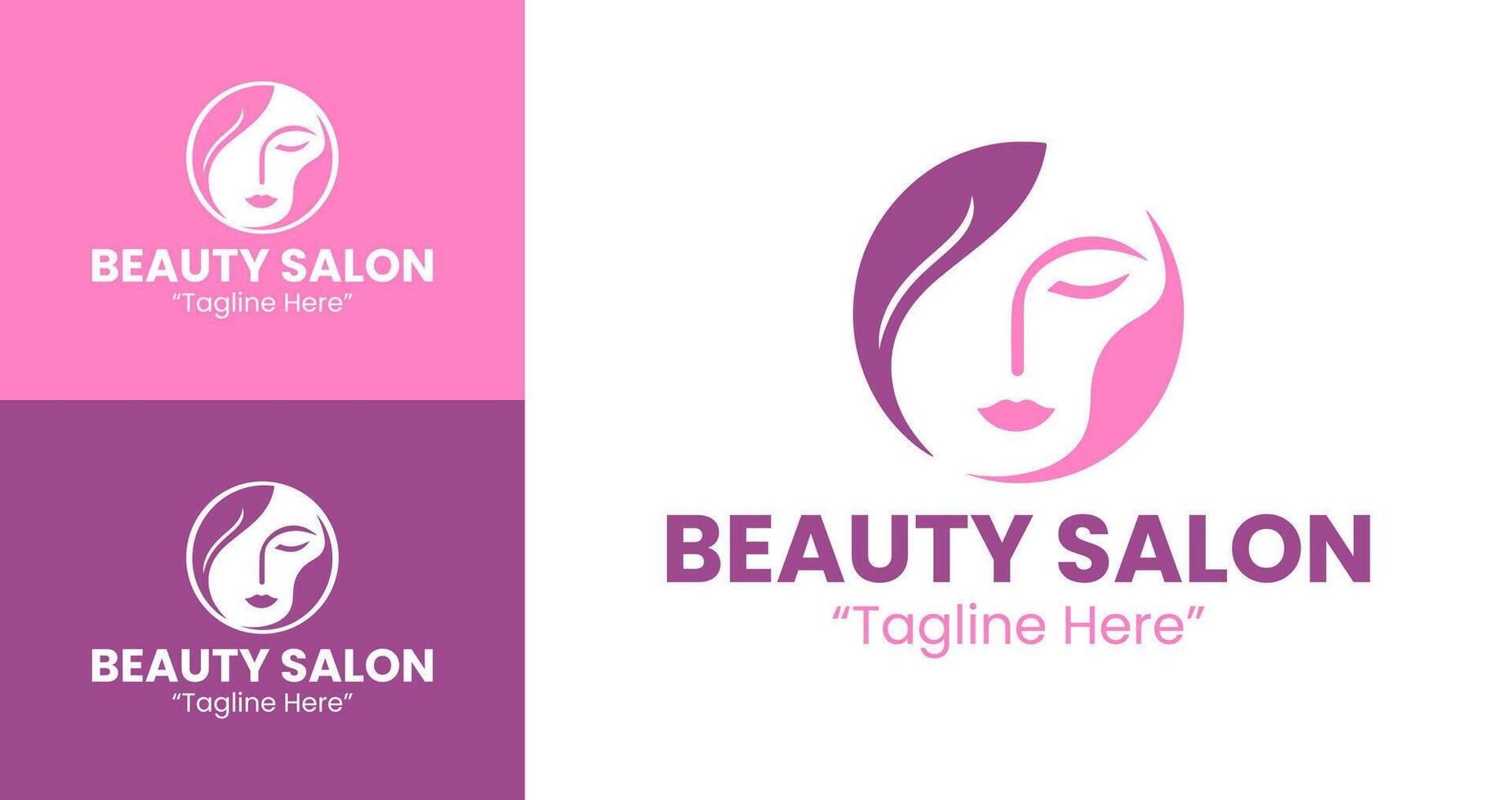 Professional Beauty Salon Logo with Feminine Silhouette and Soft Pink Gradient Design vector