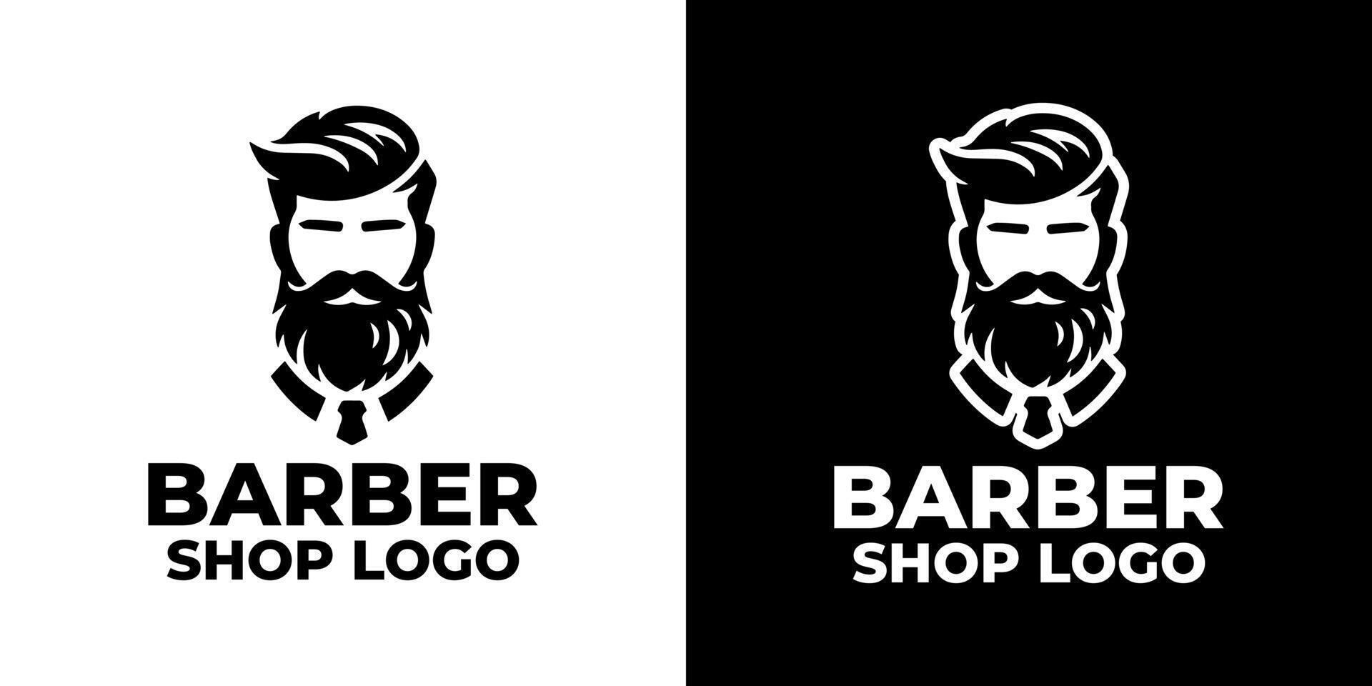 Stylish Barber Shop Logo Design with Beard and Mustache for Modern Branding vector