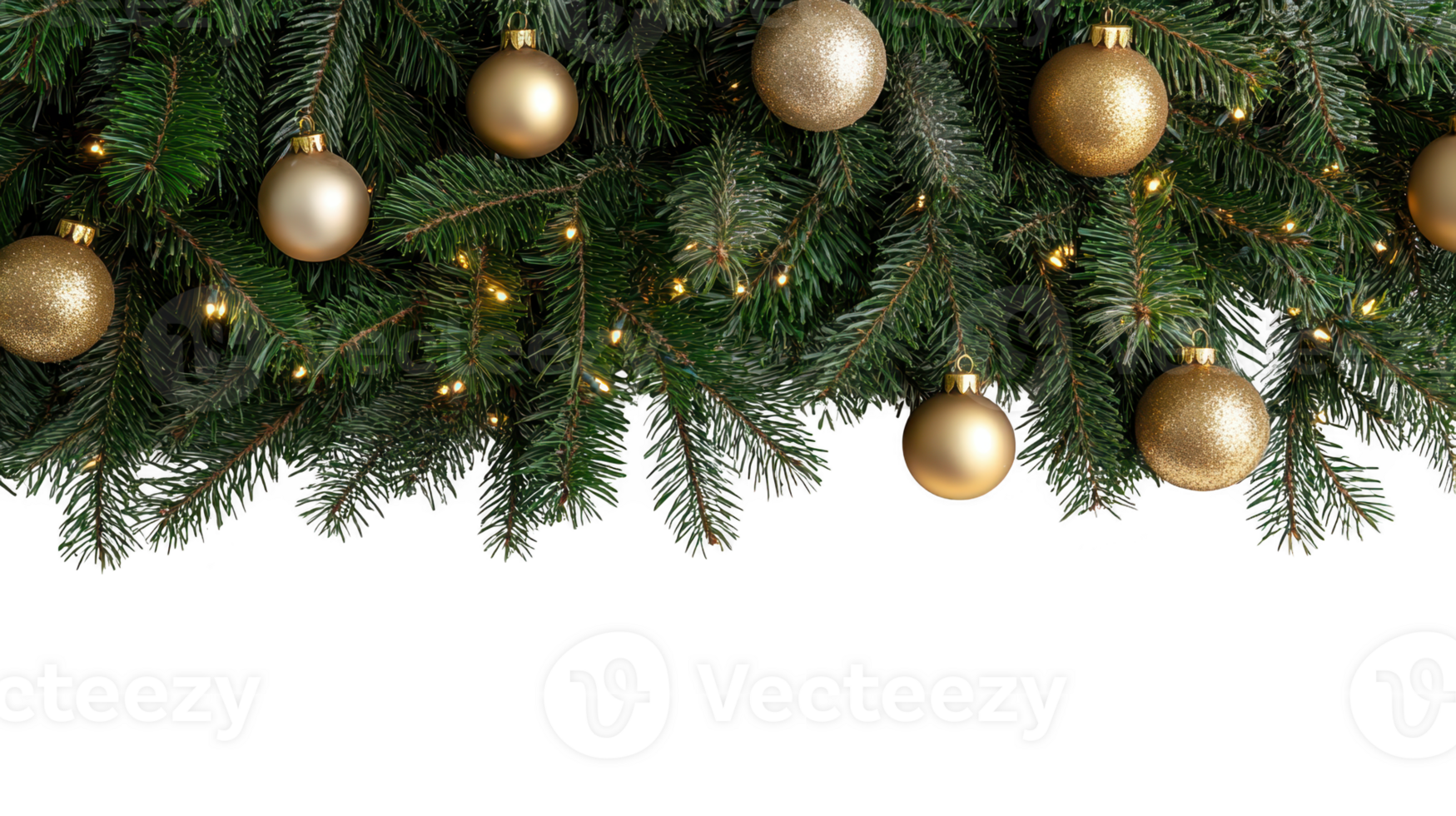 Christmas decorative background with fir branches and ornaments with a transparent background png