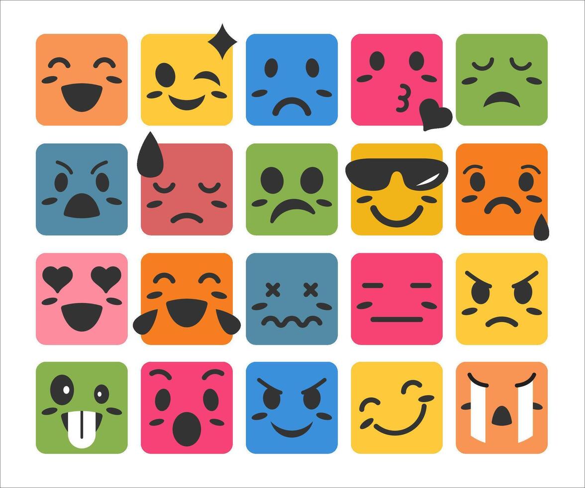 Set of Square Emoji template. vector