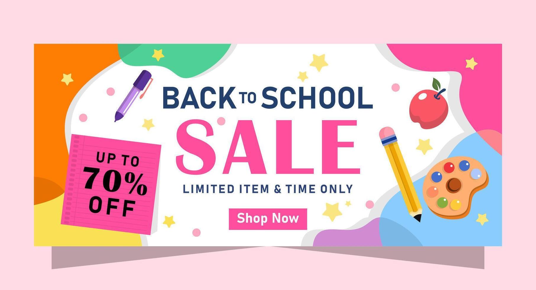 Back to school horizontal sale banner template vector