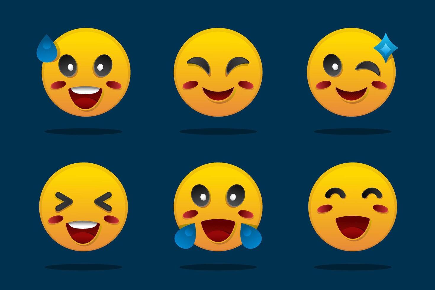 Set of cute smile emoticons. vector