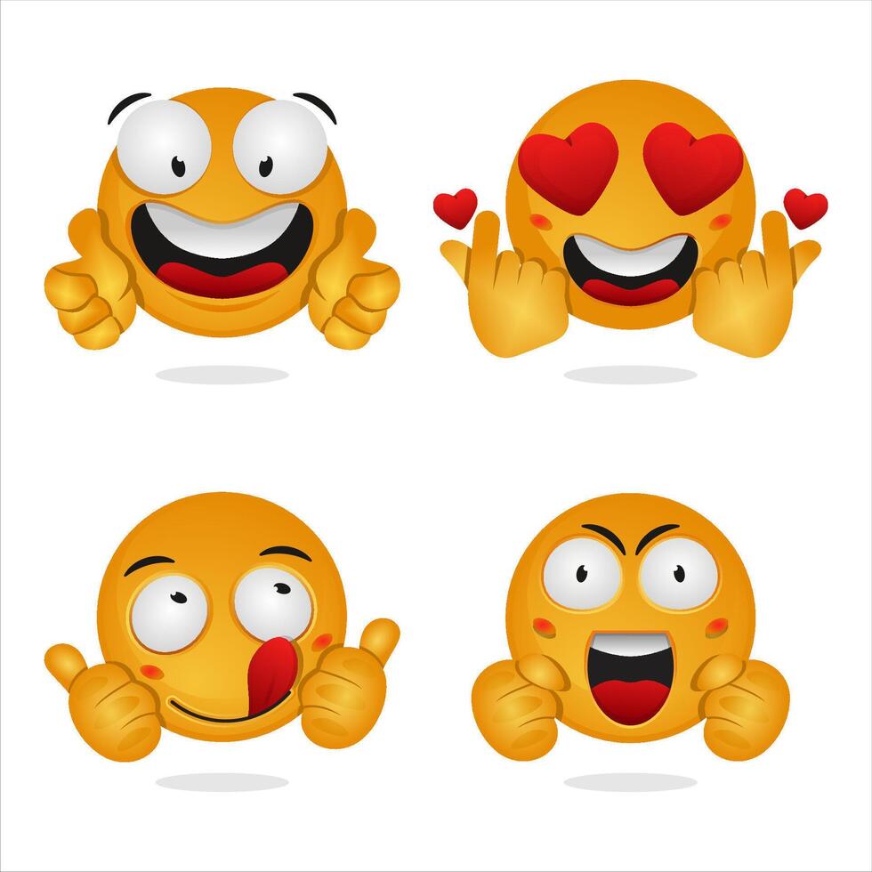 Emoticons collection with hand gestures vector