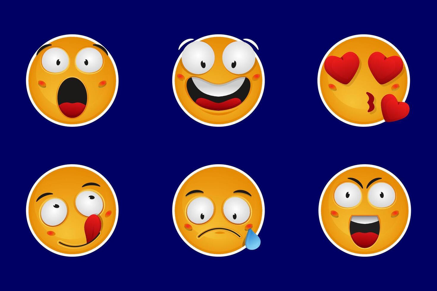 cartoon emoticons set of different emoticons vector