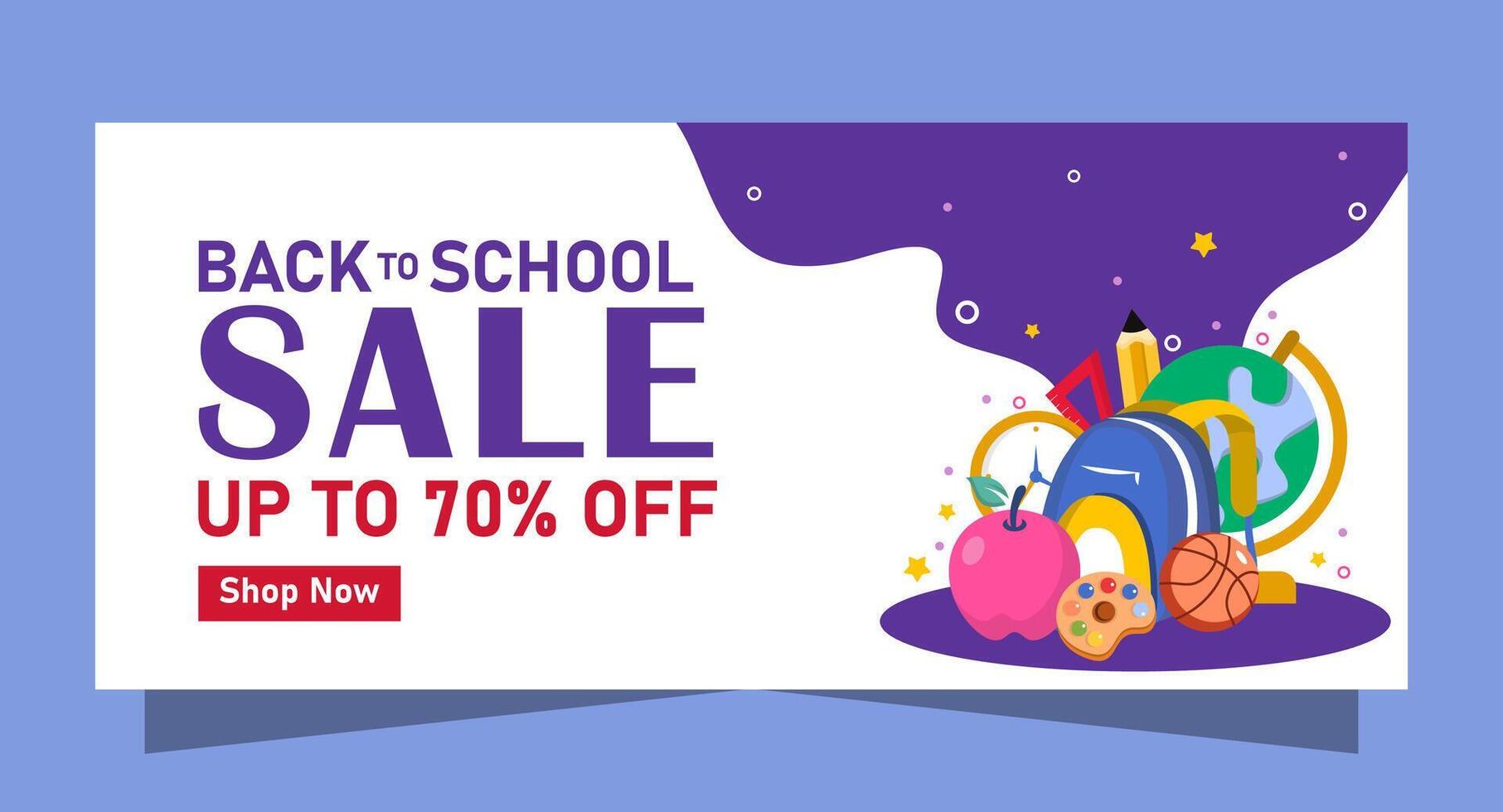 back to school sale banner with colorful objects vector