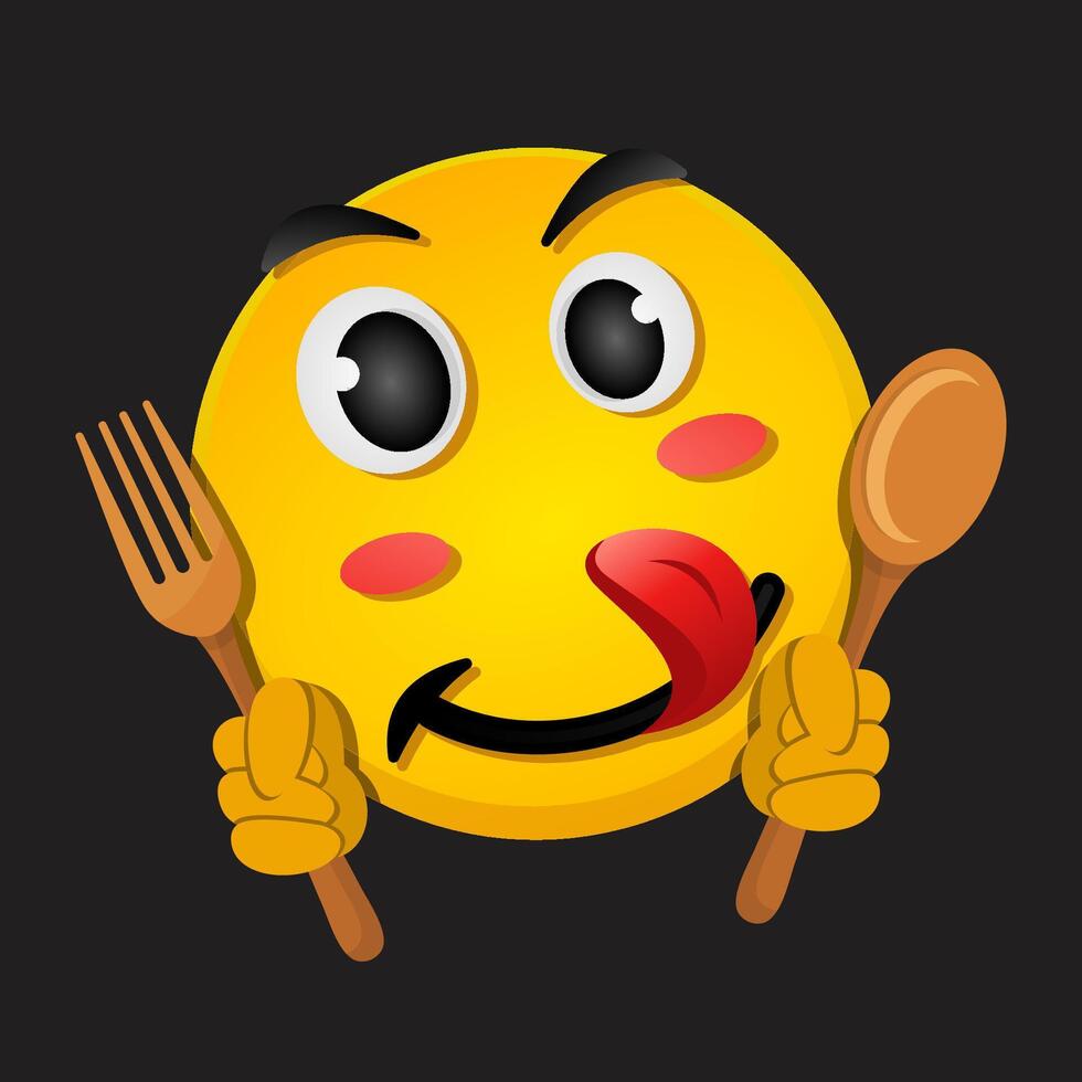 Funny Hungry face emoji with tongue out in flat design style vector