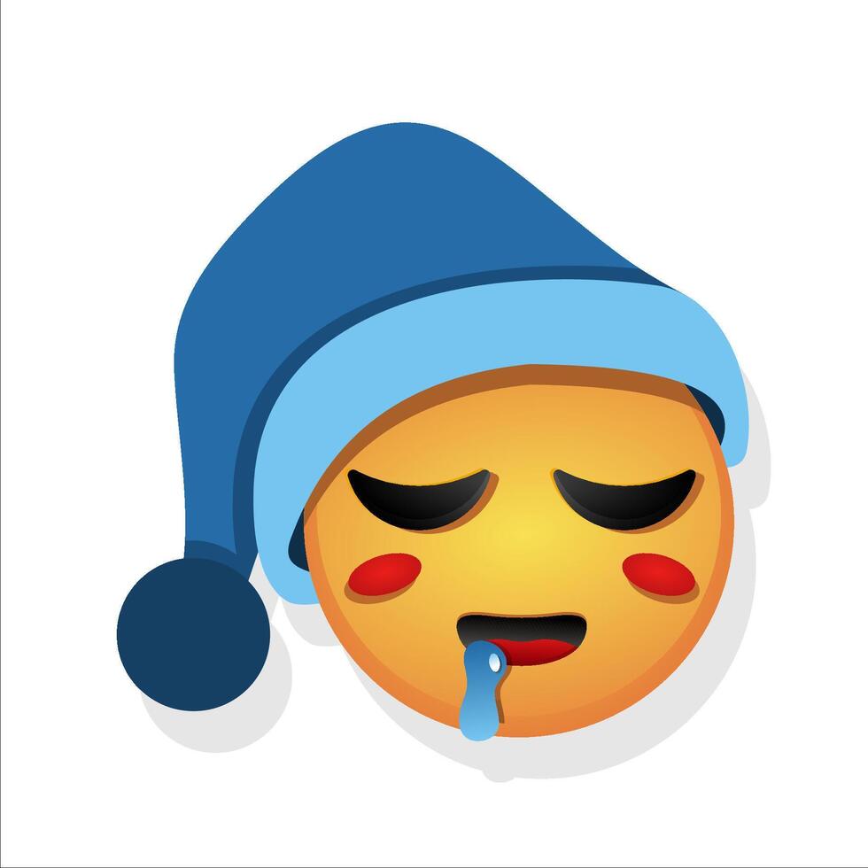 Tired and sleepy face emoji in flat style vector