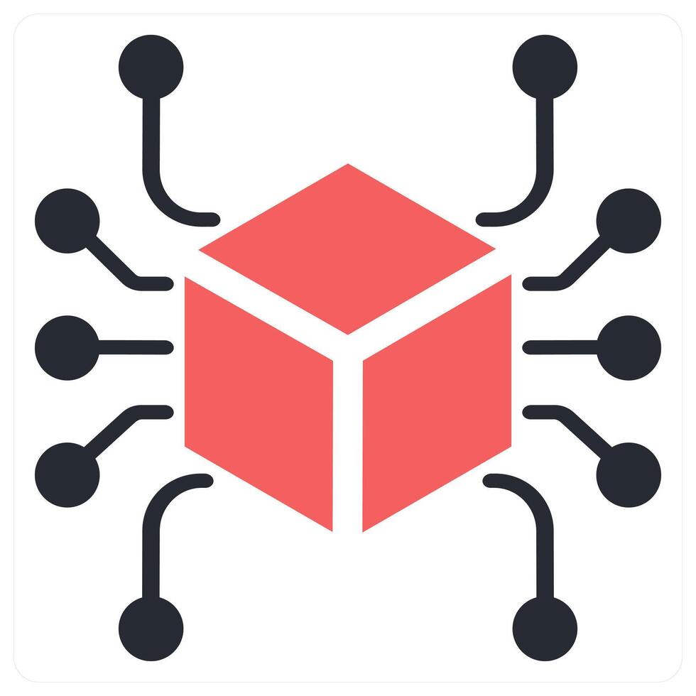 blockchain icon concept in red color vector