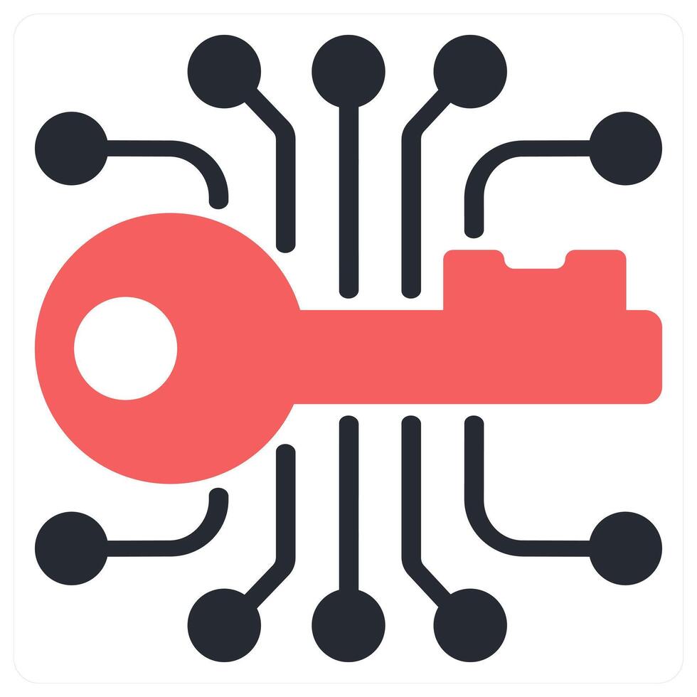 encryption key icon concept in red color vector