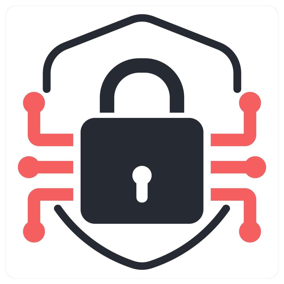 encrypted shield icon concept in red color vector