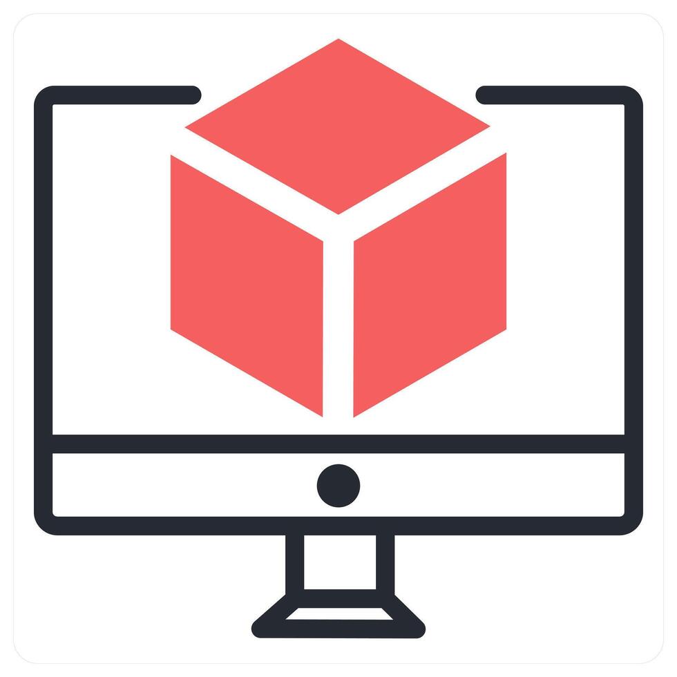 3d modeling icon concept in red color vector