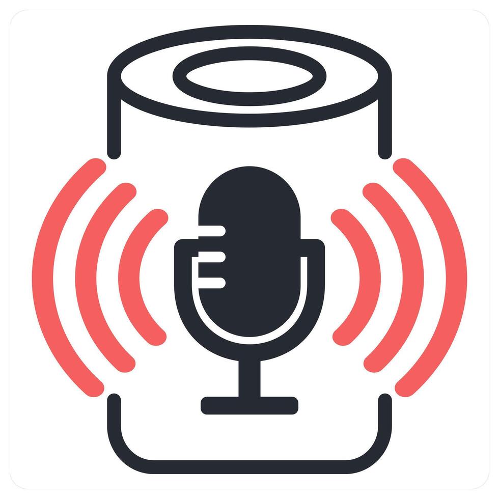 smart speaker icon concept in red color vector