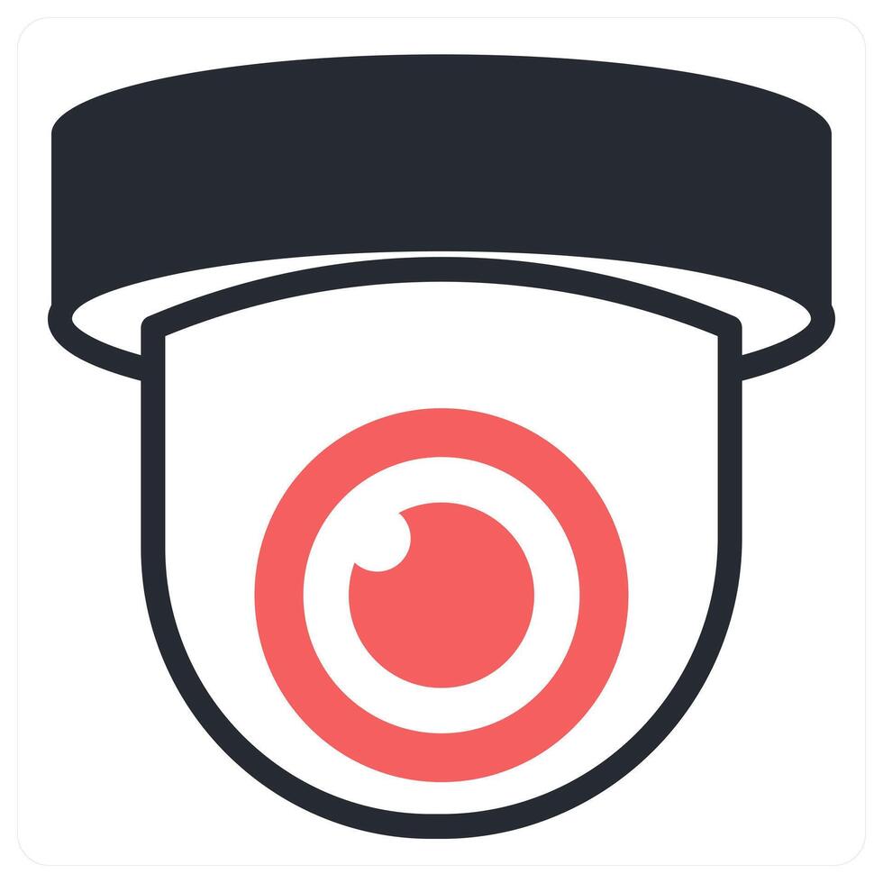 cctv camera icon concept in red color vector