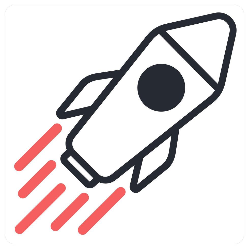 rocket icon concept in red color vector