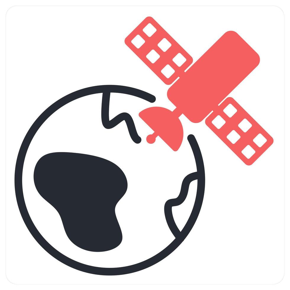 earth satellite icon concept in red color vector