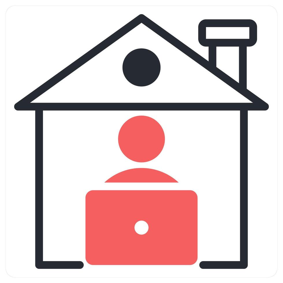 work from home icon concept in red color vector