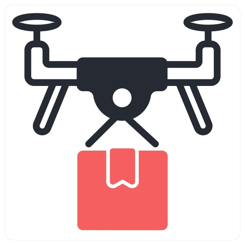 drone delivery icon concept in red color vector