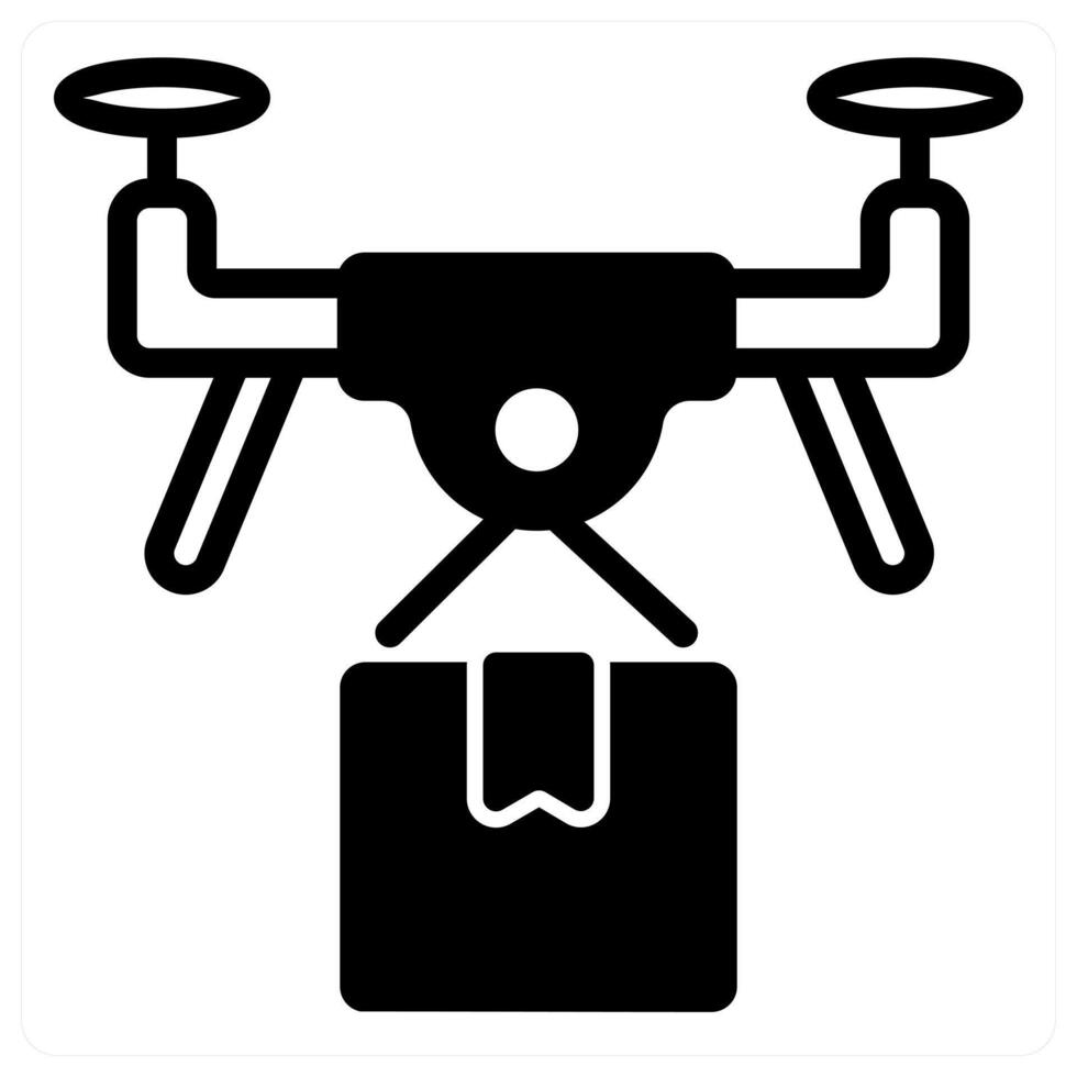 drone delivery icon concept in black color vector