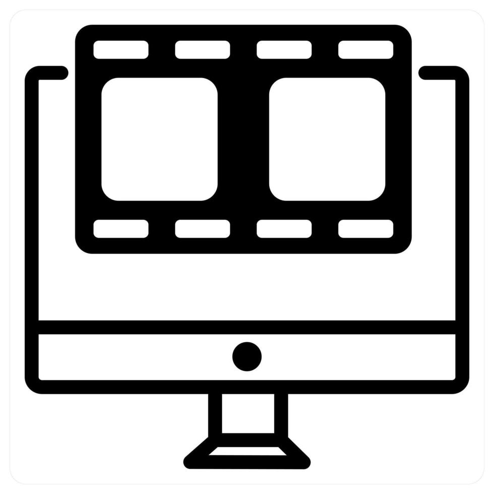 digital entertainment icon concept in black color vector