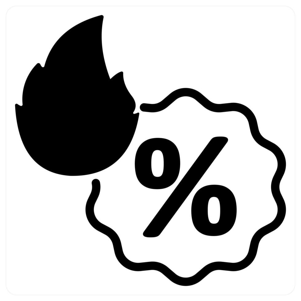 hot discount icon concept in black color vector