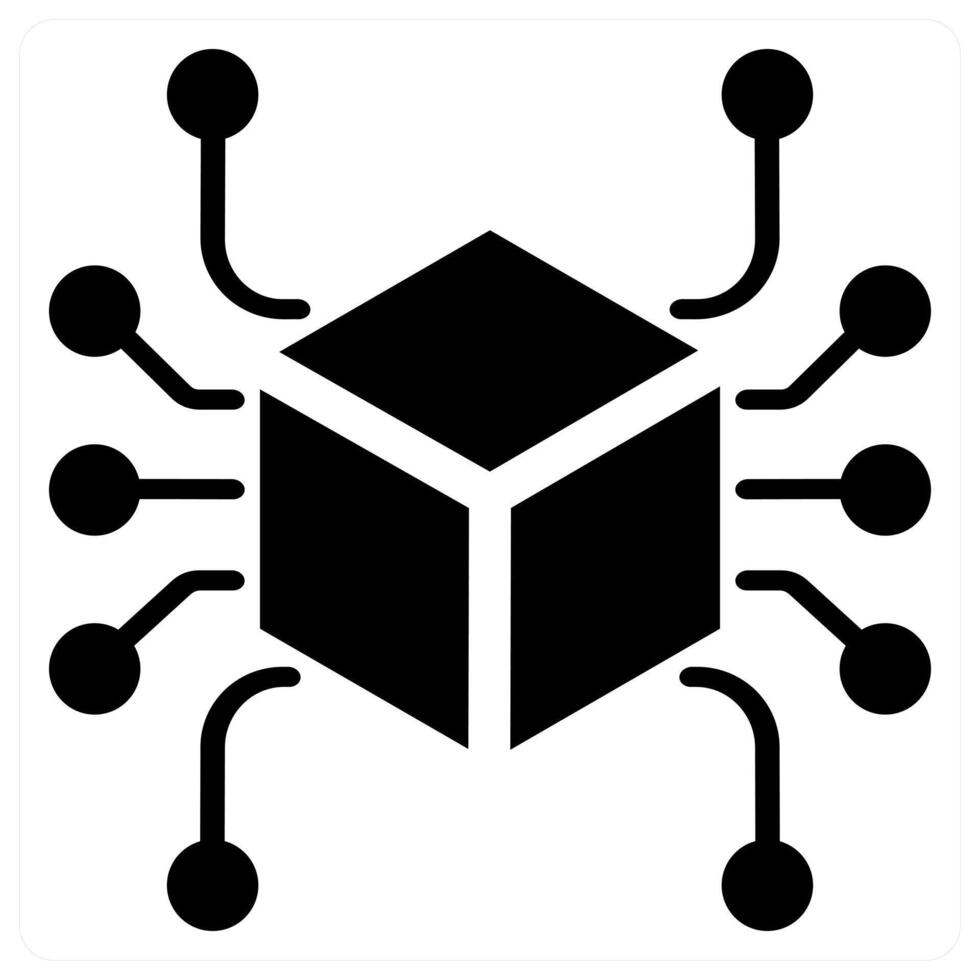 blockchain icon concept in black color vector