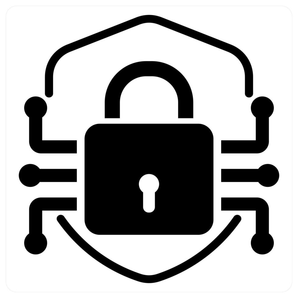 encrypted shield icon concept in black color vector