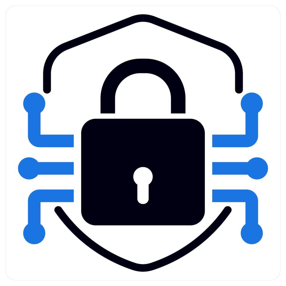 encrypted shield icon concept in blue color vector