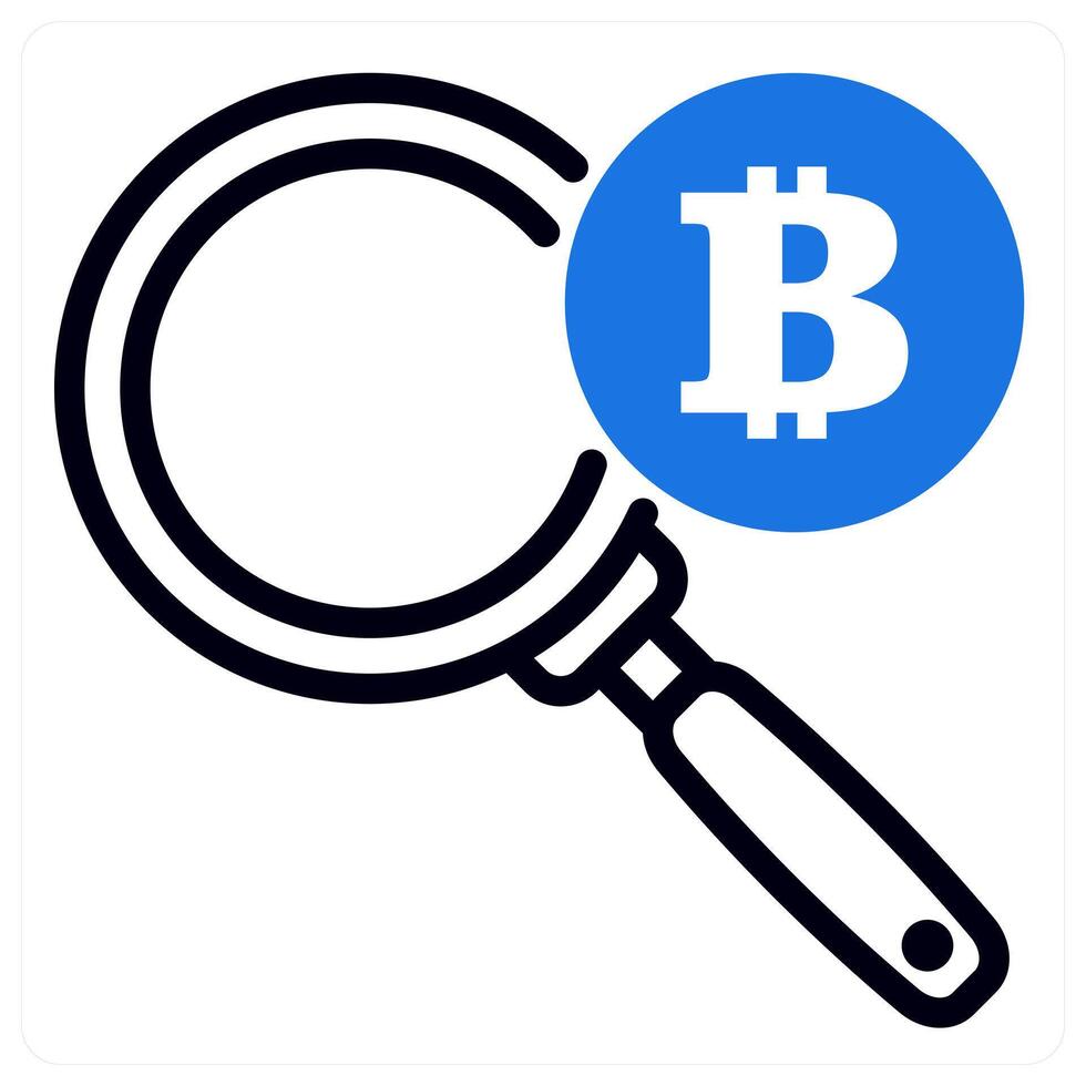 search cryptocurrency icon concept in blue color vector
