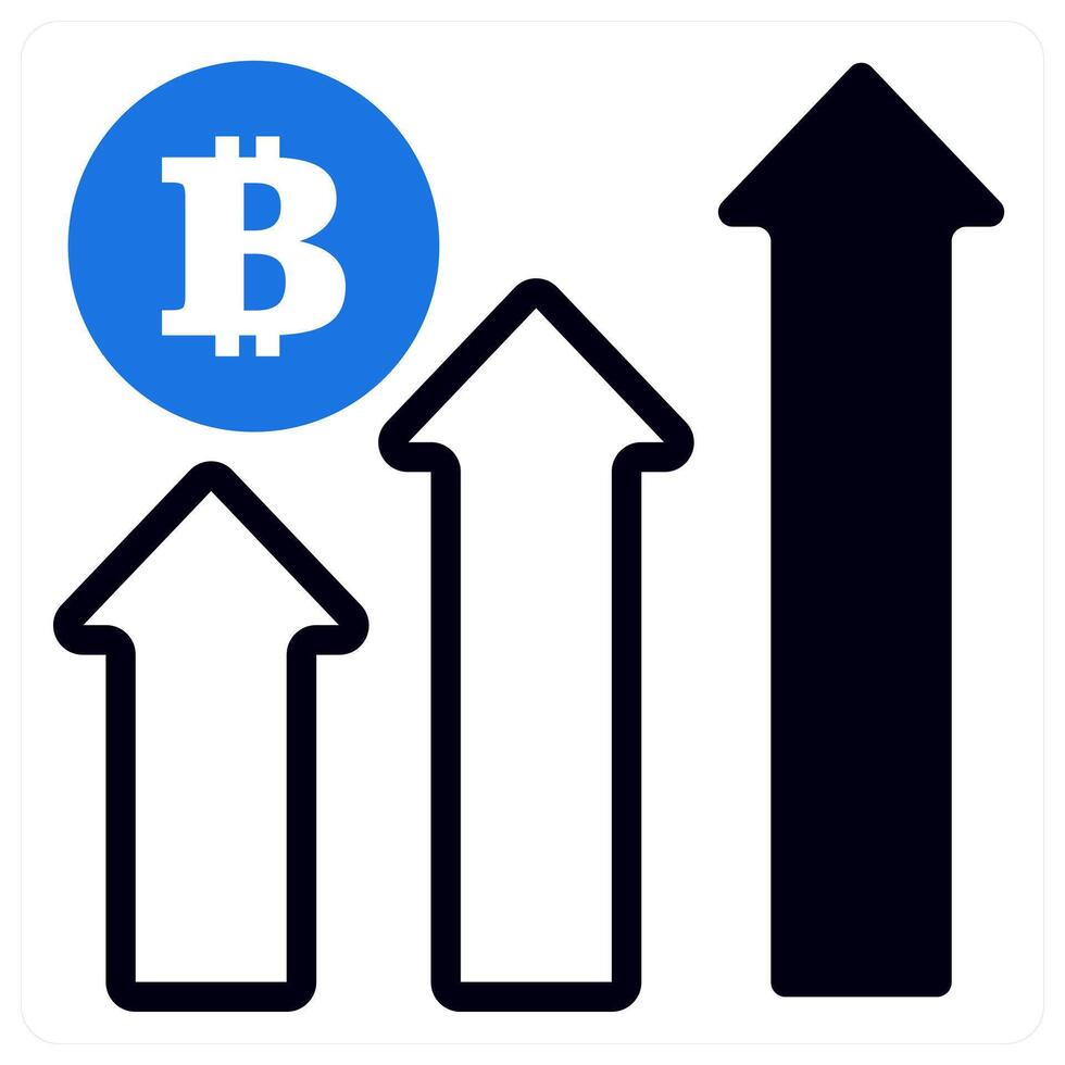 cryptocurrency growth icon concept in blue color vector