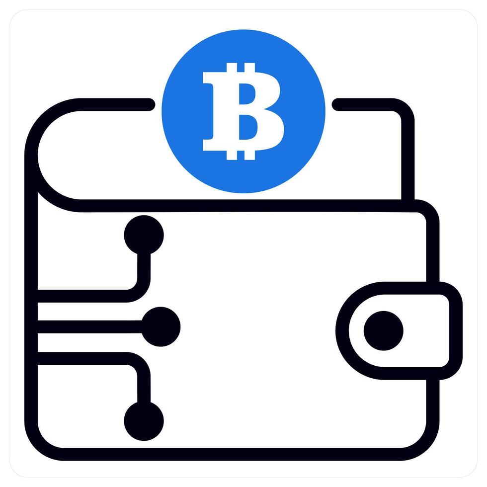 crypto wallet icon concept in blue color vector